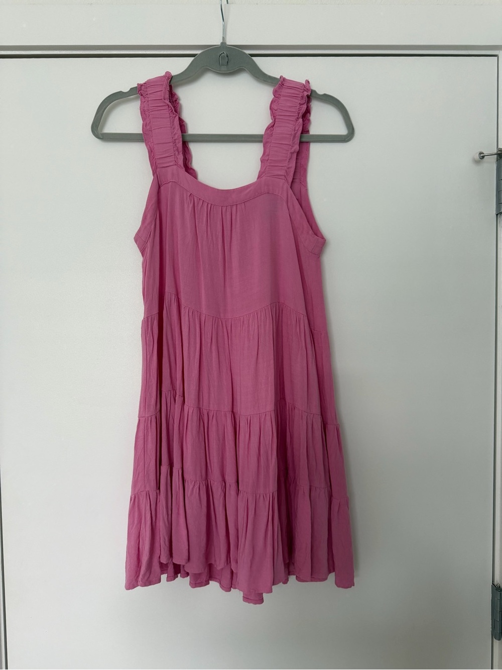 Shinestar Pink Tiered Ruffle Strap Mini Dress
